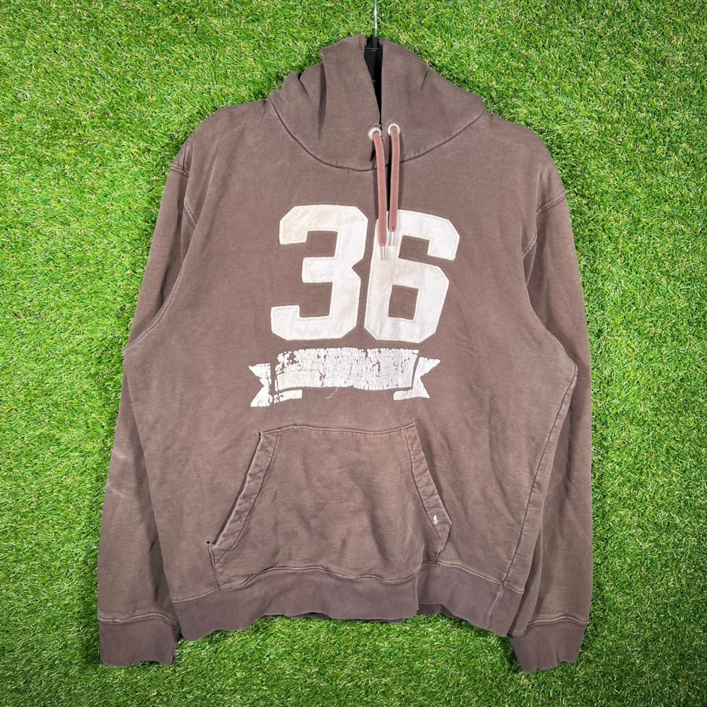 L.O.G.G. H&M Mens Brown Graphic 36 Pullover Hoodie Sweatshirt Size‎ Large